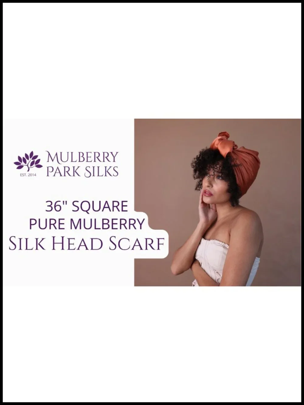 100% Mulberry Silk Head Scarf Large 36